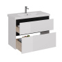 Тумба Lemark COMBI 100см под 1 раковину, подвесная/напольная, 2 ящика, цвет планки: Чёрный, цвет корпуса, фасада: Белый глянец