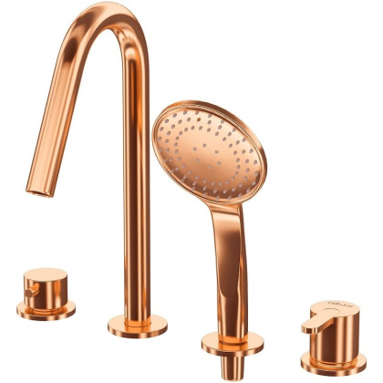 LEAF-BVDM4-SS Смеситель на борт ванны с выдвижным душем и переключателем, исполнение sunset LEAF-BVDM4-SS Смеситель на борт ванны с выдвижным душем и переключателем, исполнение sunset