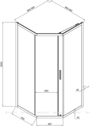 Душевой уголок Aquanet Bright, 90x90 AE90-P-90x90-BT, черный