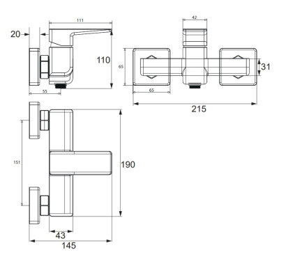 Смеситель для душа OMNIRES PARMA PM7440IN (инокс)