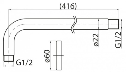 Излив для тропического душа, круглое сечение, нержавеющая сталь, исполнение сатин BB-DAT-IN Излив для тропического душа, круглое сечение, нержавеющая сталь, исполнение сатин BB-DAT-IN