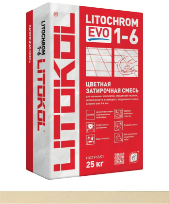 Затирка цементная LITOCHROM 1-6 EVO LE.215 крем-брюле 25кг Затирка цементная LITOCHROM 1-6 EVO LE.215 крем-брюле 25кг