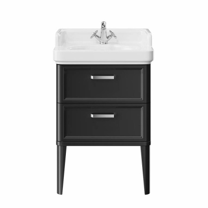 PO.M.60.2\BLK Тумба POMPEI напольная с 2 ящиками 60, черная глянцевая