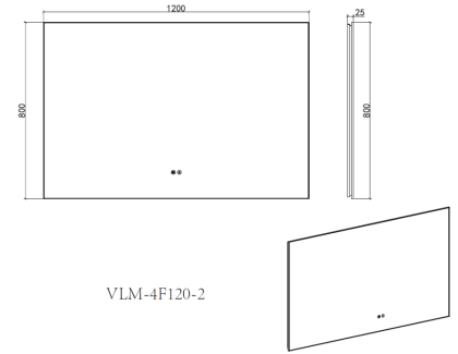 Зеркало LED VLM-4F120BG-2 1200х800 c сенсорным выключателем, антизапотевание, брашированное золото