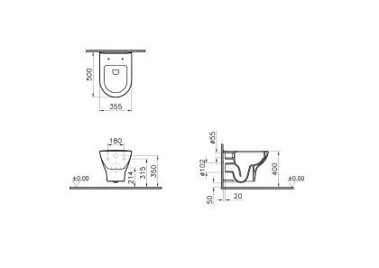 Комплект: Безободковый подвесной унитаз VitrA Zentrum + тонкое дюропластовое сиденье микролифт Комплект: Безободковый подвесной унитаз VitrA Zentrum + тонкое дюропластовое сиденье микролифт