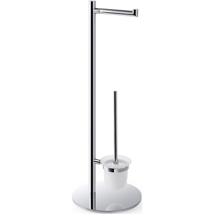 Стойка с держателем туалетной бумаги и ёршик, щётка белая Стойка с держателем туалетной бумаги и ёршик, щётка белая