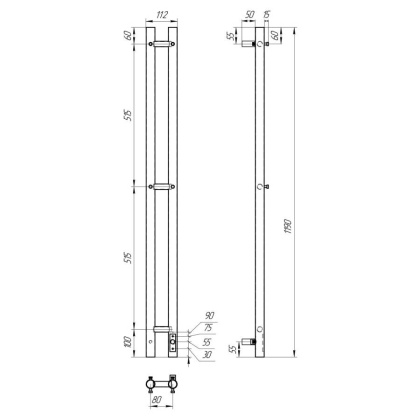 Полотенцесушитель электрический Point Деметра PN12812B П3 80x1200 диммер справа, черный Полотенцесушитель электрический Point Деметра PN12812B П3 80x1200 диммер справа, черный