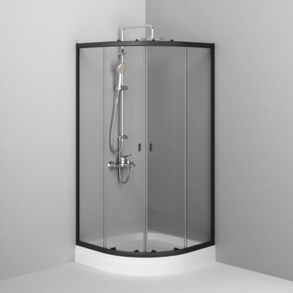 W88E-205-090BT64 X-Joy Twin Slide,  Душевое ограждение c поддоном, 90x90, профиль Черный