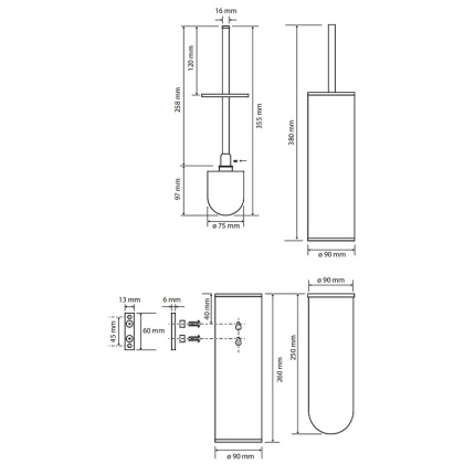 Ёршик металл подвесной/напольный, щётка черная Ёршик металл подвесной/напольный, щётка черная