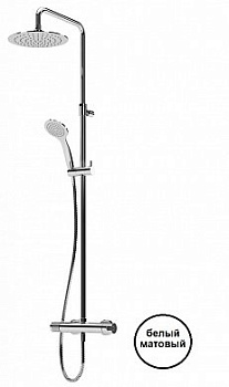 LEAF-CDA-30-BIO Душевая стойка телескопическая, с верхним и ручным душем, верхний душ диаметр 300 мм металл, исполнение белый матовый LEAF-CDA-30-BIO Душевая стойка телескопическая, с верхним и ручным душем, верхний душ диаметр 300 мм металл, исполнение белый матовый