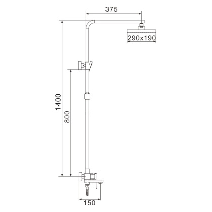 Душевая система латунь черный R2836H Душевая система латунь черный R2836H