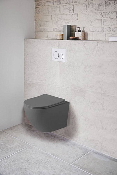 Унитаз подвесной Globo VT1-14SMA безободковый, цвет антрацит мат., ультратонкое сиденье soft-close Унитаз подвесной Globo VT1-14SMA безободковый, цвет антрацит мат., ультратонкое сиденье soft-close