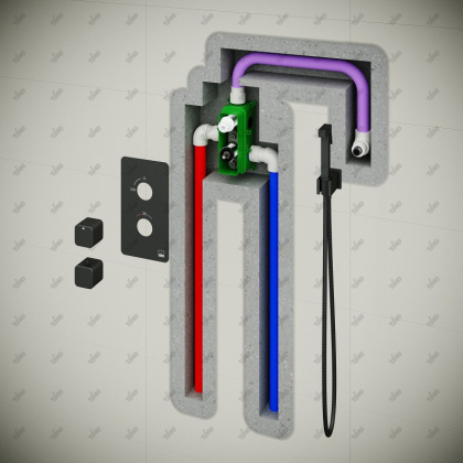 Смеситель Timo Petruma 5089/17SM встроенный с гигиеническим душем с термостатом, золото матовое