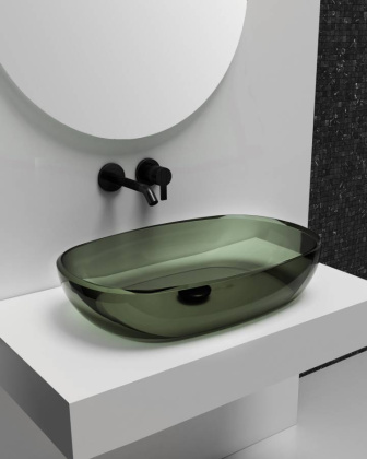 Раковина накладная прозрачная ABBER Kristall AT2805Vesuvian оливковая Раковина накладная прозрачная ABBER Kristall AT2805Vesuvian оливковая