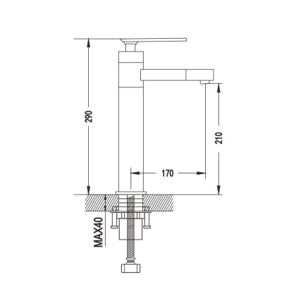Смеситель для раковины латунь, черный S6611H