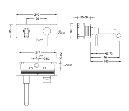 Смеситель Timo Saona 2371/03SM для раковины скрытого монтажа, черный матовый