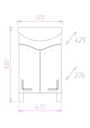 Тумба Onika Лада 50 напольная, белая (ум. Ладога 50)