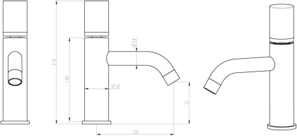 Смеситель STICK для умыв. низ. BLACK MRAMOR WHITE_Комплект
