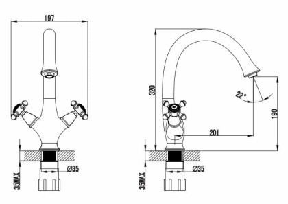 Смеситель для мойки OMNIRES RETRO RE7251CR (хром)