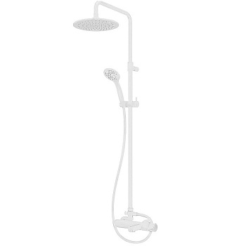 CZR-B-CVD-BIO Душевая колонна со смесителем для ванны, верхним и ручным душем, верхний душ из нержавеющей стали диаметр 250 мм, исполнение белый матов CZR-B-CVD-BIO Душевая колонна со смесителем для ванны, верхним и ручным душем, верхний душ из нержавеющей стали диаметр 250 мм, исполнение белый матов