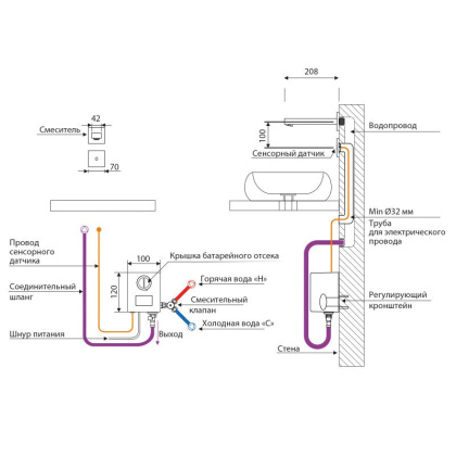 Смеситель Timo Selene 2073/00SM сенсорный для раковины скрытого монтажа, хром
