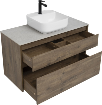 Тумба под раковину Aquanet Nova Lite 100 дуб рустикальный (2 ящика)