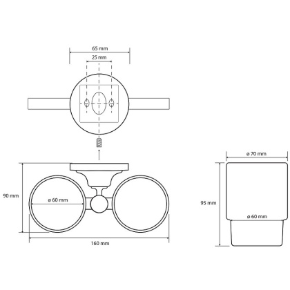 Двойной держатель зубных щеток, стаканы