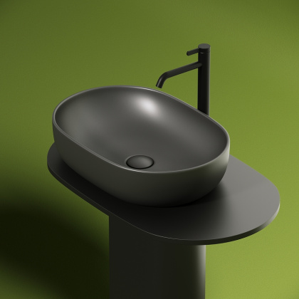 Умывальник чаша накладная овальная (цвет Темный Антрацит Матовый) Element 600*415*135мм