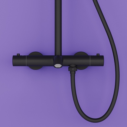 Душевая стойка SANCOS Game для душа/ванны с термостатическим смесителем, цвет черный матовый, арт. SC3001MB Душевая стойка SANCOS Game для душа/ванны с термостатическим смесителем, цвет черный матовый, арт. SC3001MB