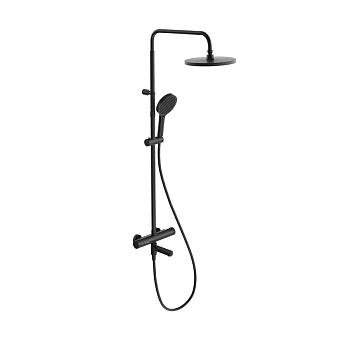 Душевая колонна FONTE на 3 потока с пов.изливом с термостатическим смесителем, черный матовый