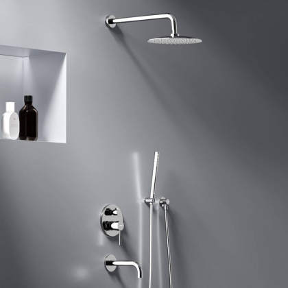 936510000 Scandinavian Pure встраиваемая душевая система с ванно-душевым смесителем и изливом, хром