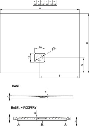 Акриловый душевой поддон Riho Basel 412 90x90 черный глянец, накладка хром DC221600000000S
