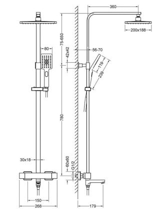 Душевая стойка Timo Tetra-Thermo SX-0169/17 с термостатом, золото матовое Душевая стойка Timo Tetra-Thermo SX-0169/17 с термостатом, золото матовое