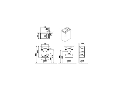 Модуль Root 45 см с квадратной раковиной, с дверцей, глянцевый белый, правосторонний