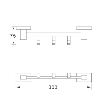Планка с 3 крючками Черн., SG5631H Shevanik, Черный