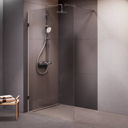 W94WI-110-F1-MTE Душевая перегородка X-Joy 110x195, стекло прозр. 6 мм + покрытие, фурнитура мат хро