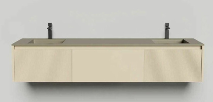 Подвесная тумба Domino 2000, эмаль, для двух встраиваемых раковин, с фрезеровкой