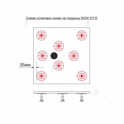 Ножки для поддона RGW N-01 (10) W, RGW 03230111-01 Ножки для поддона RGW N-01 (10) W, RGW 03230111-01