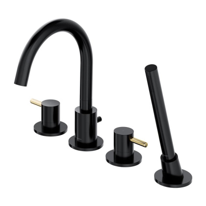 Смеситель для ванны на 4 отверстия OMNIRES Y Y1232BLGL (черный/золото)