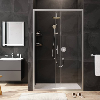 W90G-120-1-195MT Gem Solo Дверь душевая 120х195, стекло прозрачное, профиль матовый Хром