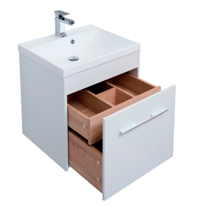 Тумба под раковину Aquanet Августа 58 белый (ручки хром)