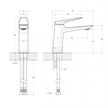 Смеситель для раковины без донного клапана CEZARES LINER-LS-W0 Смеситель для раковины без донного клапана CEZARES LINER-LS-W0