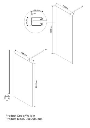 Душевая перегородка Walk-In VSW-1H700CL, 700*2000, хром, стекло прозрачное Душевая перегородка Walk-In VSW-1H700CL, 700*2000, хром, стекло прозрачное