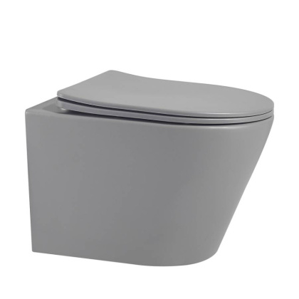 Унитаз ABBER Bequem AC1102MG подвесной серый матовый, безободковый Унитаз ABBER Bequem AC1102MG подвесной серый матовый, безободковый