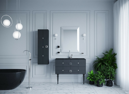 Тумба Piazza 80 черная + Хром_Комплект 841-080-BCR Boheme