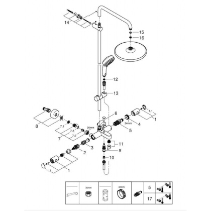 Душевая система поворотная с термостатом, с изливом Grohe Tempesta Cosmopolitan 250, хром / белый (26672000) Душевая система поворотная с термостатом, с изливом Grohe Tempesta Cosmopolitan 250, хром / белый (26672000)