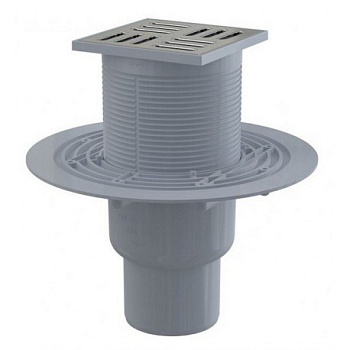 Сливной трап 105×105/50/75 мм прямой сток, решетка из нержавеющей стали, гидрозатвор мокрый Сливной трап 105×105/50/75 мм прямой сток, решетка из нержавеющей стали, гидрозатвор мокрый