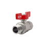 Кран шаровый полнопроходной, резьба внутр./наруж., хром., ручка -бабочка красная, 3/4"