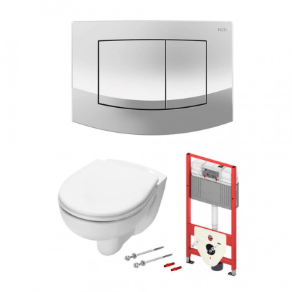 Комплект установки подвесного унитаза: модуль, панель TECEambia хром глянцевый, унитаз TECE V04