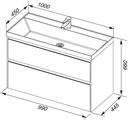 Тумба под раковину Aquanet Гласс 100 белый Тумба под раковину Aquanet Гласс 100 белый